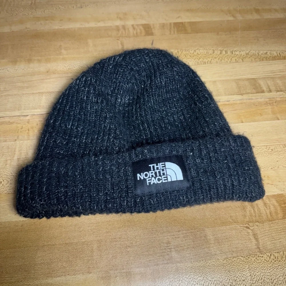 The North Face Salty Dog Beanie Charcoal Grey Knit Lined Winter Hat Mens OS